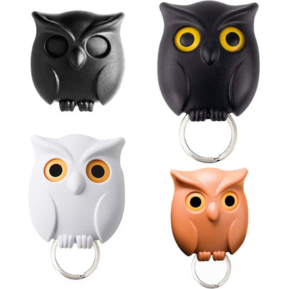 3PCS Owl Key Holder Cute Owl Key Holder Automatic Open Close Eyes Magnetic Night Owl Keying Holder Wall Mounted Owl Key Hooks with Wall Self-Adhesive Tape