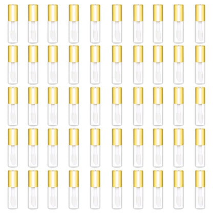 Mydio 50 Pack 1.2ML Clear Mini Lip Gloss Tube Empty Lip Balm Containers With Black Lid for Lipstick (clear)
