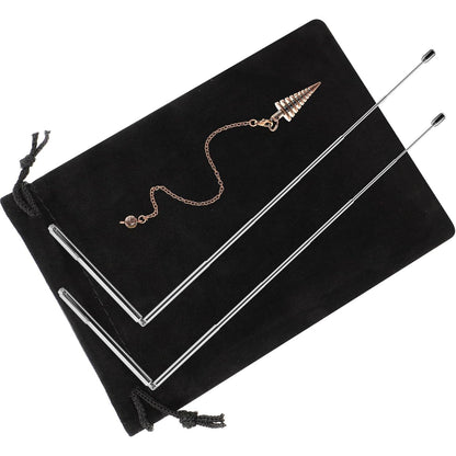 Jadive 3 Pieces Divining Rods Copper and Dowsing Pendulum for Ghost Hunting, Energy Healing, Divining Water includes 2 Retractable Divining Rods with Copper Handle and 1 Pendulum Pendant(Gold)