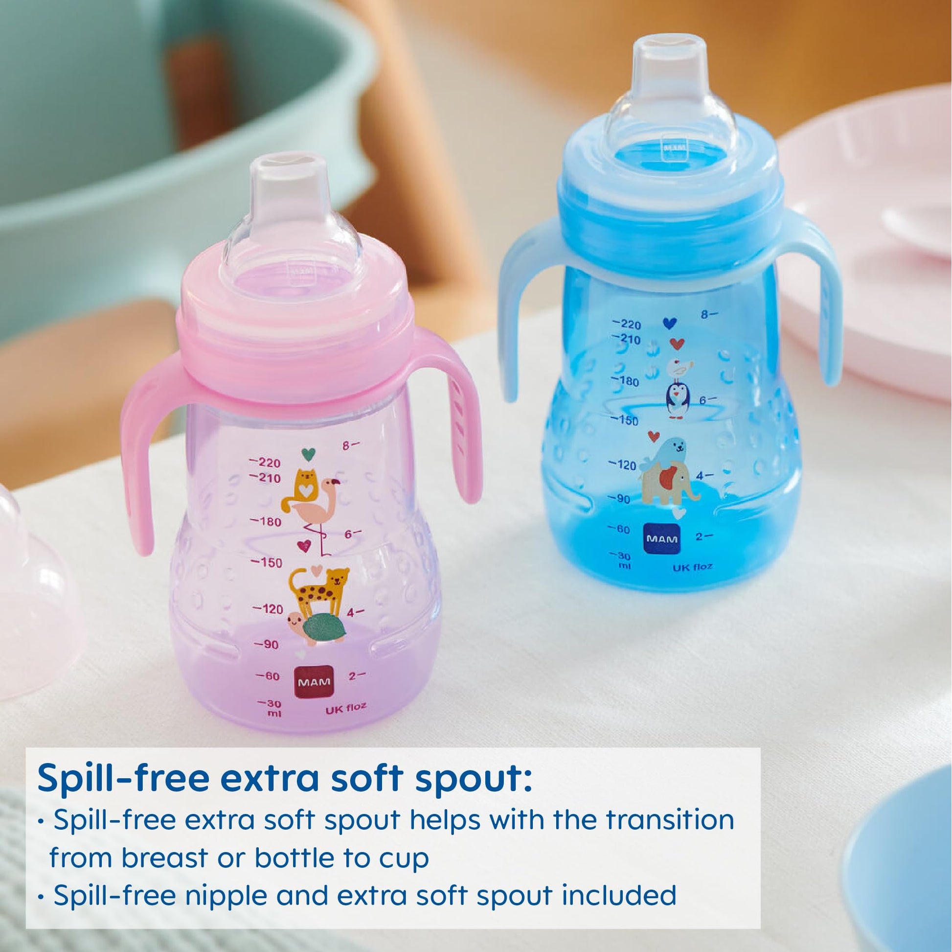 Buy now MAM Trainer Sippy Cup for Toddlers 1-3, 8 oz. Transition Drinking Cup with Extra-Soft Spout, Spill-Free Nipple, and Non-Slip Handles, for Boys 4+ Months, 1 Count at indiglob india
