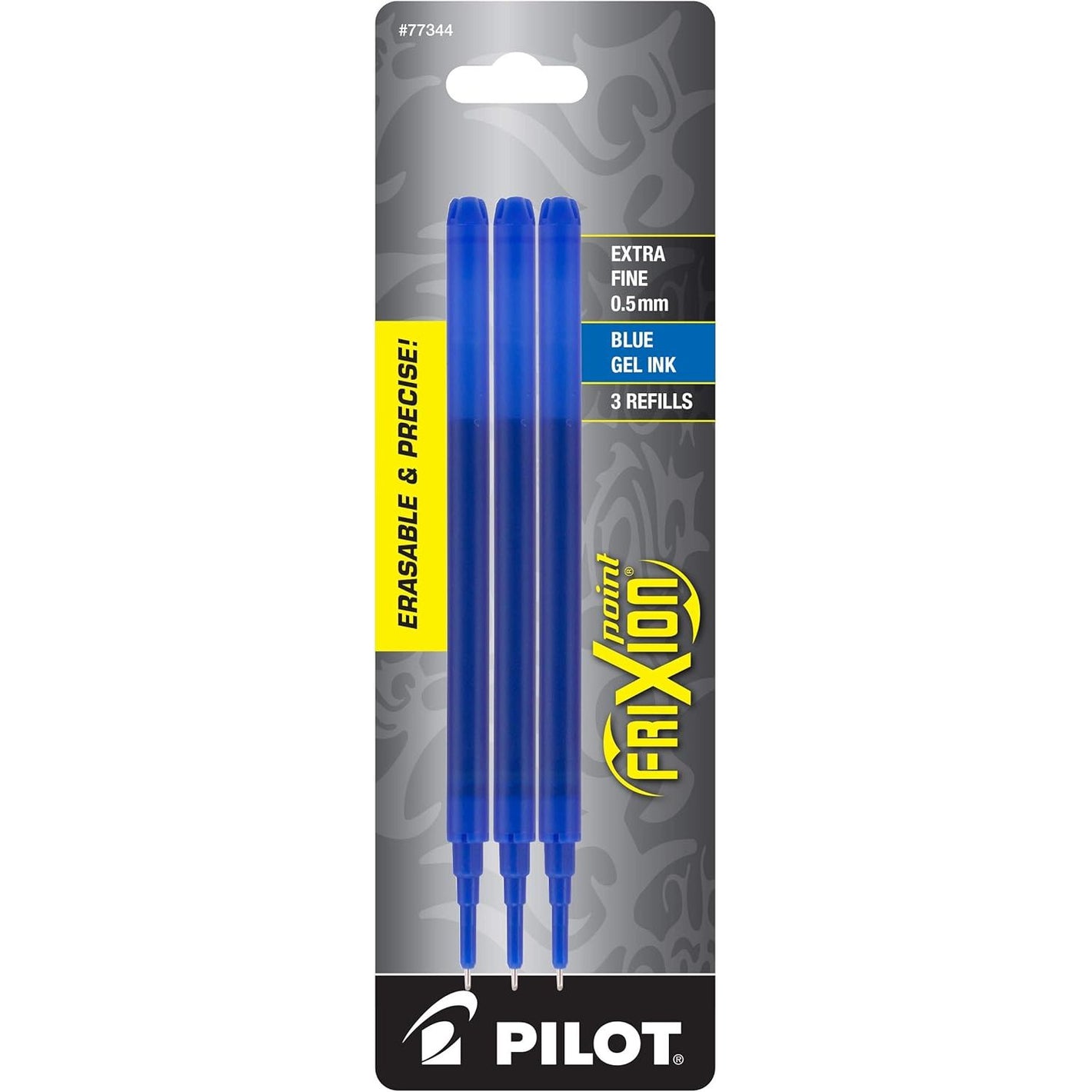 Pilot, FriXion Point Gel Ink Refills for Erasable Pens, Extra Fine Point 0.5 mm, Pack of 3, Blue