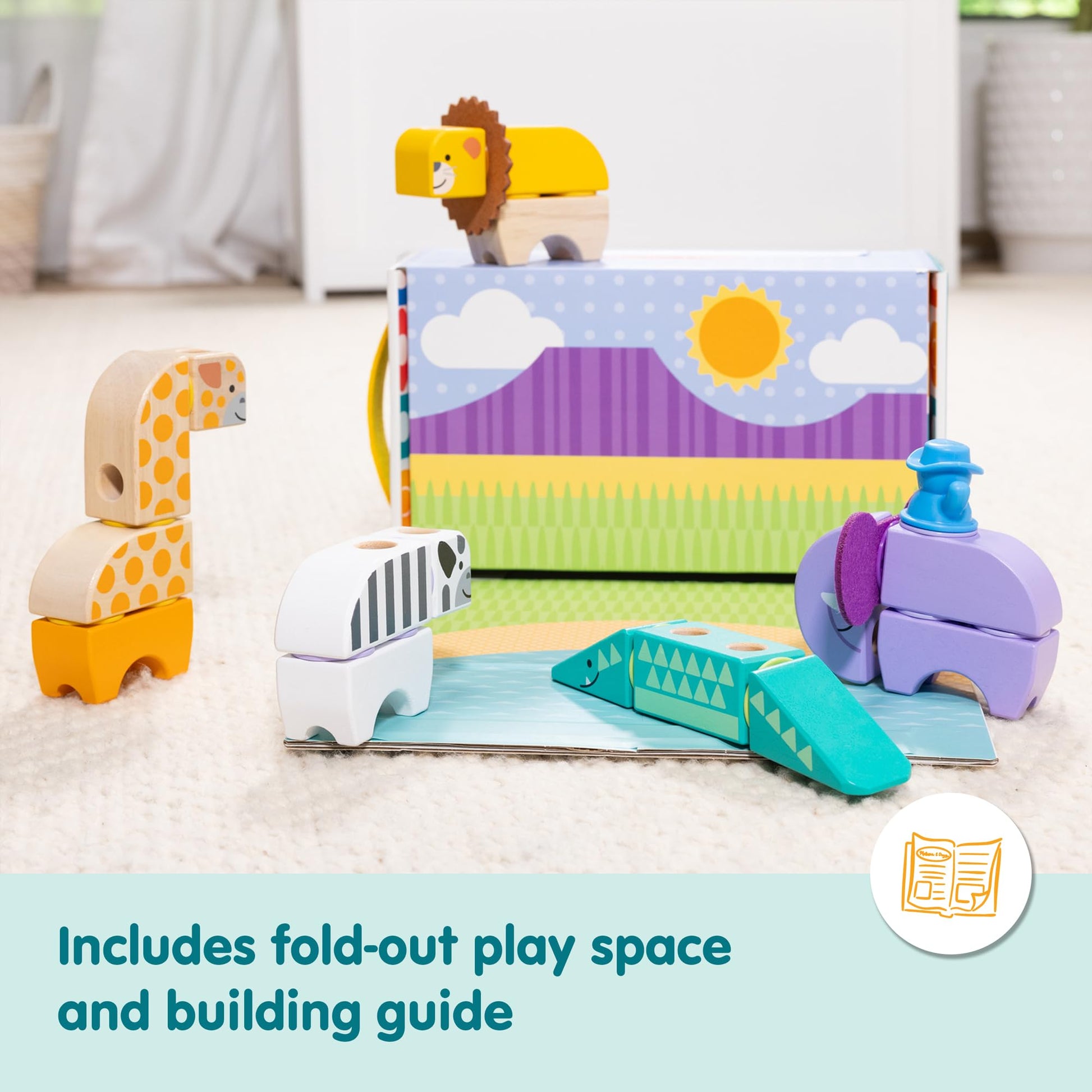 Buy now Melissa & Doug Blockables™ Safari Snap and Play, Mix and Match Connectable Wooden Building Blocks Play Set Toy for Preschool Boys and Girls (34 Pcs) at indiglob india