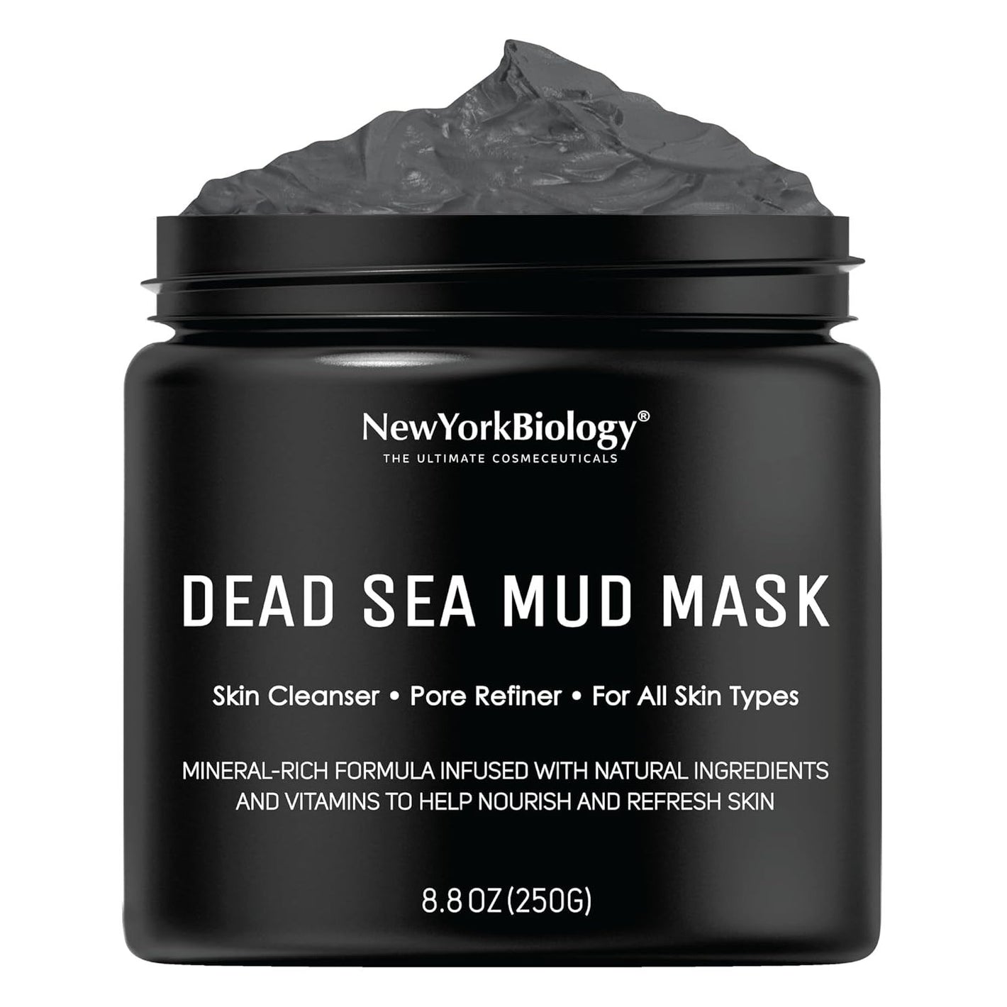 New York Biology Dead Sea Mud Mask for Face and Body | Spa Quality Pore Refiner for Oily Skin | Natural Skincare for Women & Men | Tighten Skin for A Healthier Complexion | 8.8 oz
