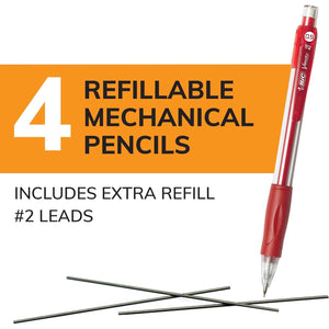 BIC Velocity Strong Lead Mechanical Pencils, With Colorful Barrel, Thick Point (0.9mm), 4-Count Pack Mechanical Pencils With Erasers