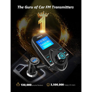 Nulaxy Car Bluetooth FM Transmitter [2024 Upgraded], 1.44" Display Flexible Gooseneck, Handsfree Call Wireless Music Stereo Audio Player Radio Adapter Car Kit USB Phone Charger, TF SD Card AUX-KM18