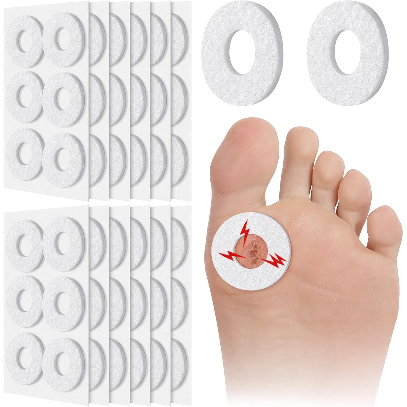 Nuanchu 72 Pcs Callus Cushions Callus Pads for Bottom of Foot Round Corn Cushions Pads for Feet Soft Adhesive Felt Corn for Ball and Side of Foot, Pain Relief from Shoe