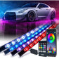 Xprite Car Underglow Neon Accent Strip Lights, 4 Pcs RGB 252 LEDs Underglow Kit with Sound Active Function Music Mode & Wireless Remote, Exterior Car Lights Underbody Lighting for Truck SUV Van