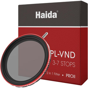 Haida 82mm Pro II Multi-Coating Circular Polarizer + Variable Neutral Density SLR Camera Lens Filter Waterproof Scratch Resistant Nano-Coating CPL + VND (2 in 1)