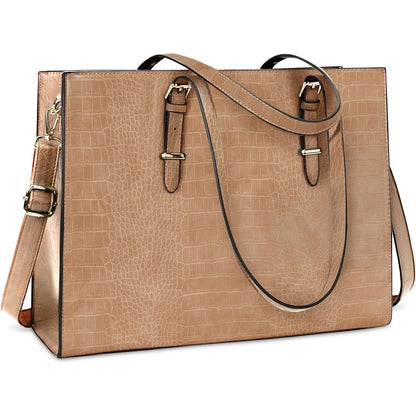 Laptop Bag for Women 15.6 inch Laptop Tote Bag Leather Classy Computer Briefcase for Work Waterproof Handbag Shoulder Bag Women Business Office Bag