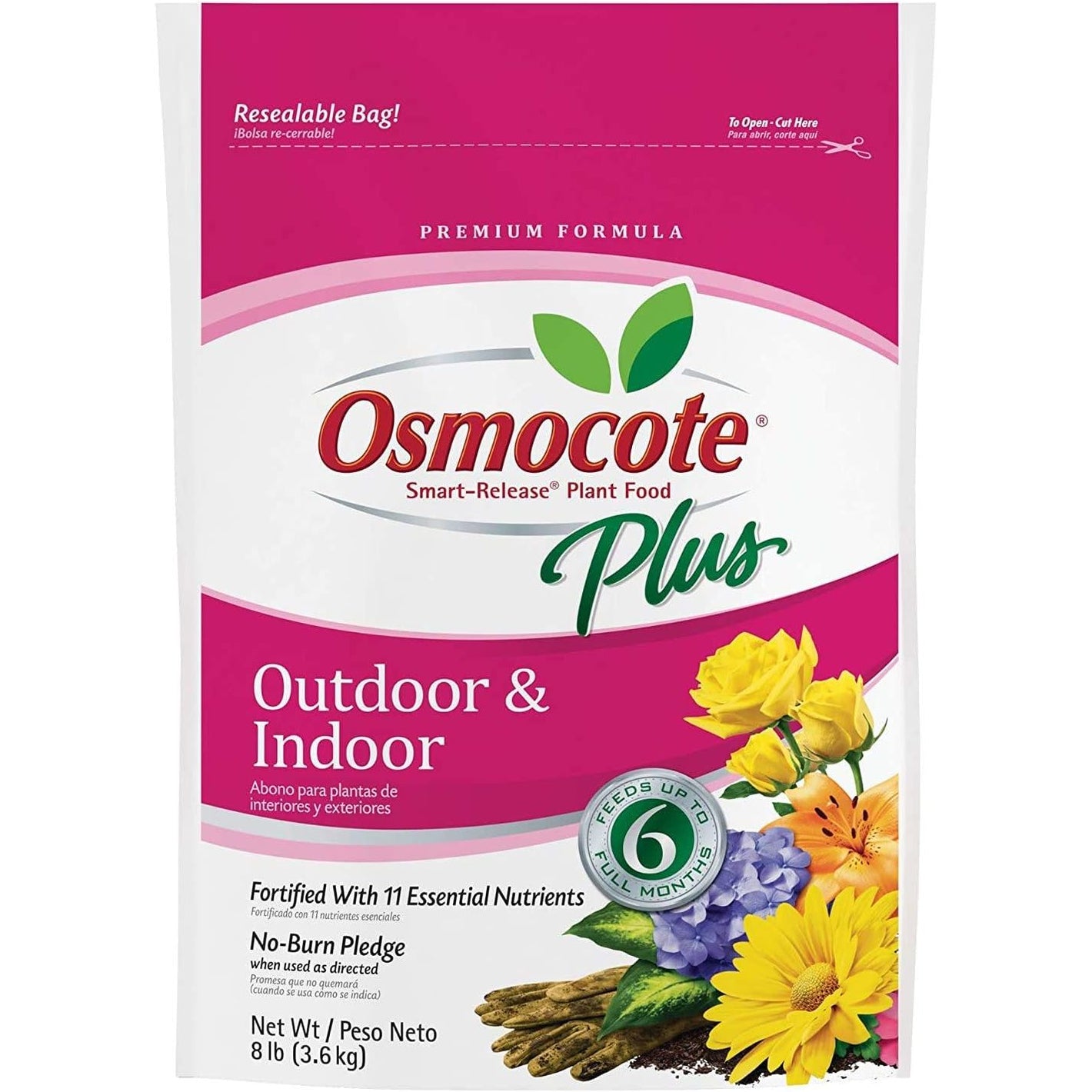 Osmocote Smart-Release Plant Food Plus Outdoor and Indoor, For Most Plant Types, In-Ground and Container Plants, Contains 11 Essential Nutrients, 8 lb.