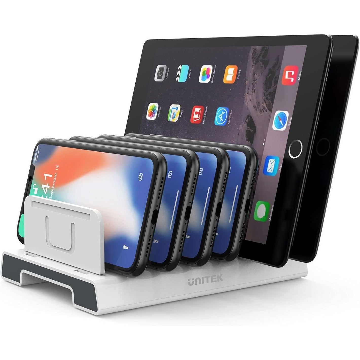 Unitek Adjustable Universal Multi Device Organizer Dock Stand Holder Compatible for iPhone, iPad, Kindle, Fire Tablet, Samsung Galaxy, Google Nexus, Pixel, All Electronic Devices-No Charging Port
