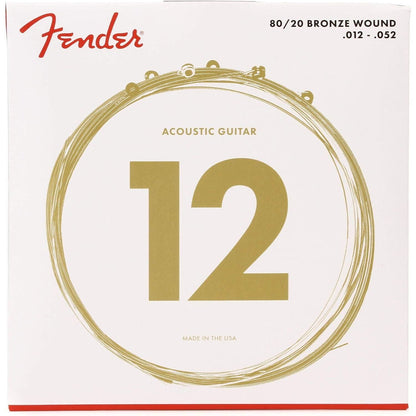 Fender 80/20 Bronze Acousitc Guitar Strings, Ball End, 70L .012-.052