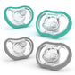 Nanobebe Baby Pacifiers 0-3 Month - Orthodontic, Curves Comfortably with Face Contour, Award Winning for Breastfeeding Babies, 100% Silicone, Perfect Baby Registry Gift 2pk,Grey