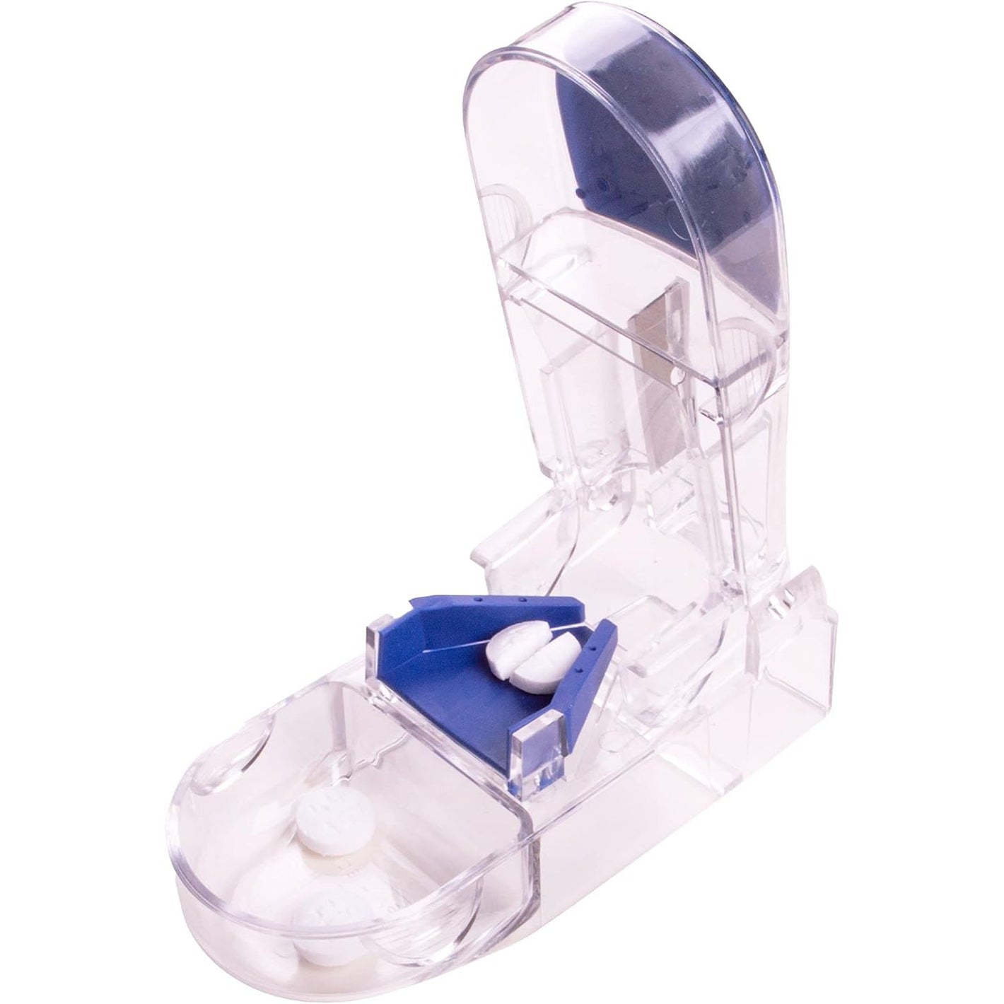 Apex Ultra Pill Cutter, Professional Medical Pill Splitter with Retracting Blade Guard, for Precise Cutting Small or Large Tablets, Vitamins, Blue/Green and Clear, 1 Count, Compact & Travel-Friendly