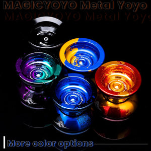 MAGICYOYO Professional Unresponsive Yoyo Y01 Node, Metal Aluminum Yo Yo for Advanced Player, Superior Stable, + 30% Sleep Time, + 5 Replacement Yo-yo Strings, Storge Bag, Glove (Black)