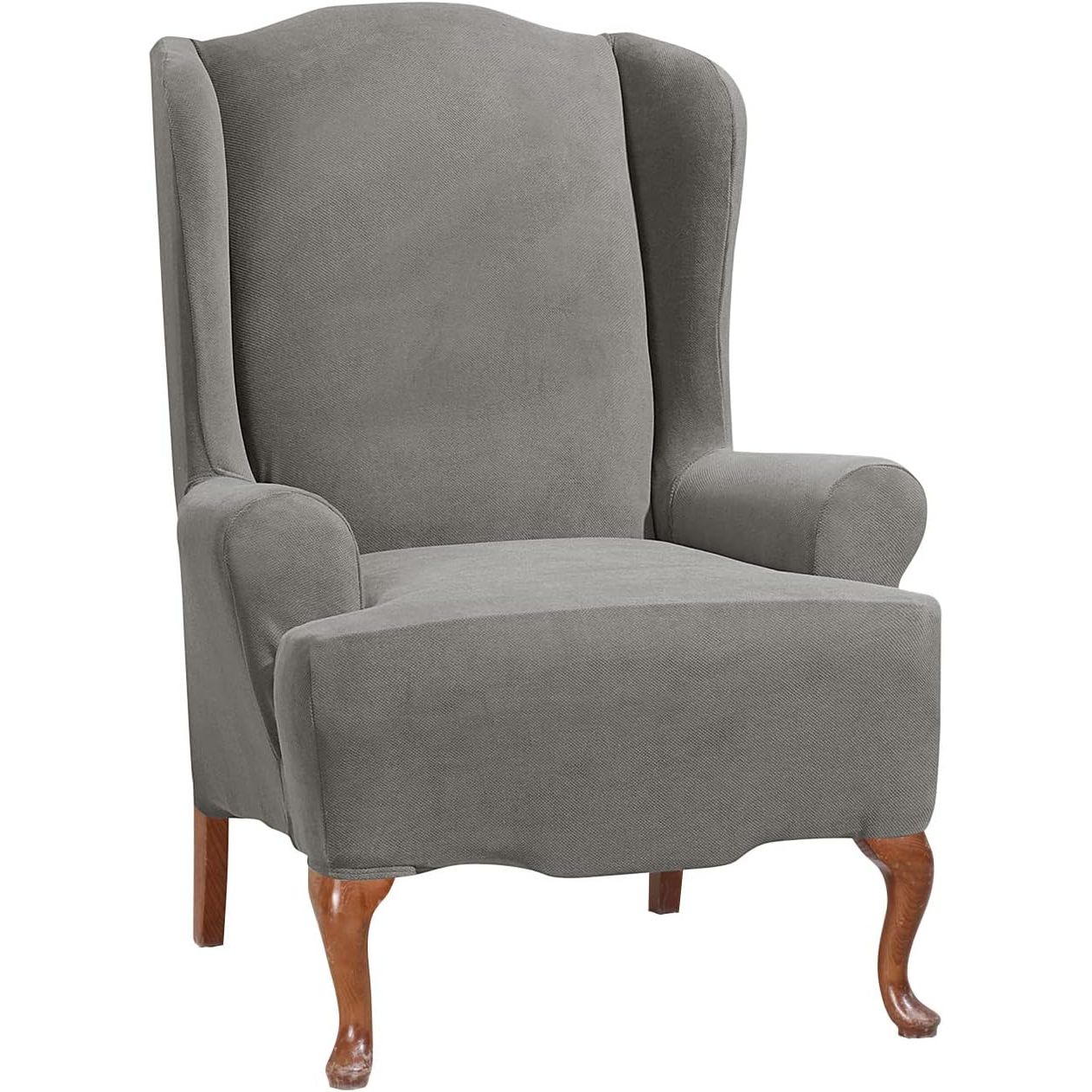 SureFit Stretch Morgan - Wing Chair Slipcover - Gray (SF45358)