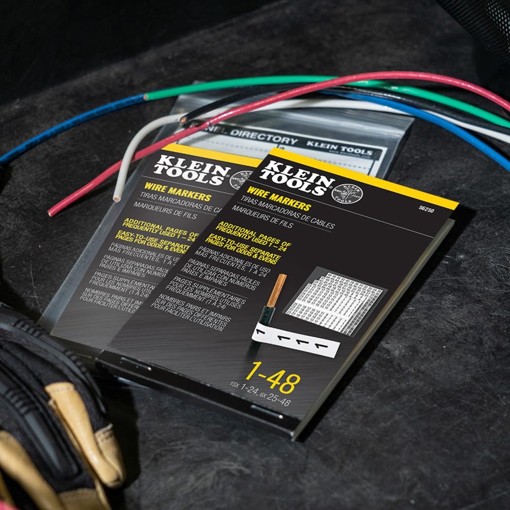 Buy now Klein Tools 56250 Wire Marker Book for Cable Management, Electric Panel Organization Wire Label Stickers, Numbered 1-48 at indiglob india