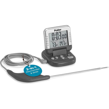Polder Digital In-Oven Thermometer/Timer, White