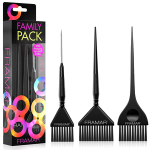 Framar Family Hair Color Brush Set - Hair Dye Brush Kit, Hair Coloring Brushes For Hair Stylist, Tint Brushes for Hair Color, Tapered Edges For Precision – 3 Pack Black
