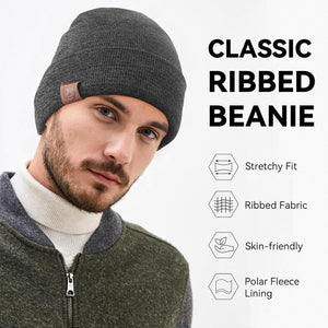 OZERO Winter Beanie Daily Hat - Thermal Polar Fleece Ski Stocking Skull Cap for Men and Women