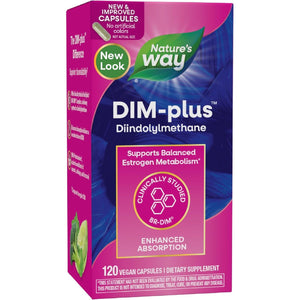Nature's Way DIM-Plus, DIM Supplement, Supports Balanced Estrogen Metabolism*, Supports Estrogen Hormone Balance*, Diindolylmethane, 120 Vegan Capsules