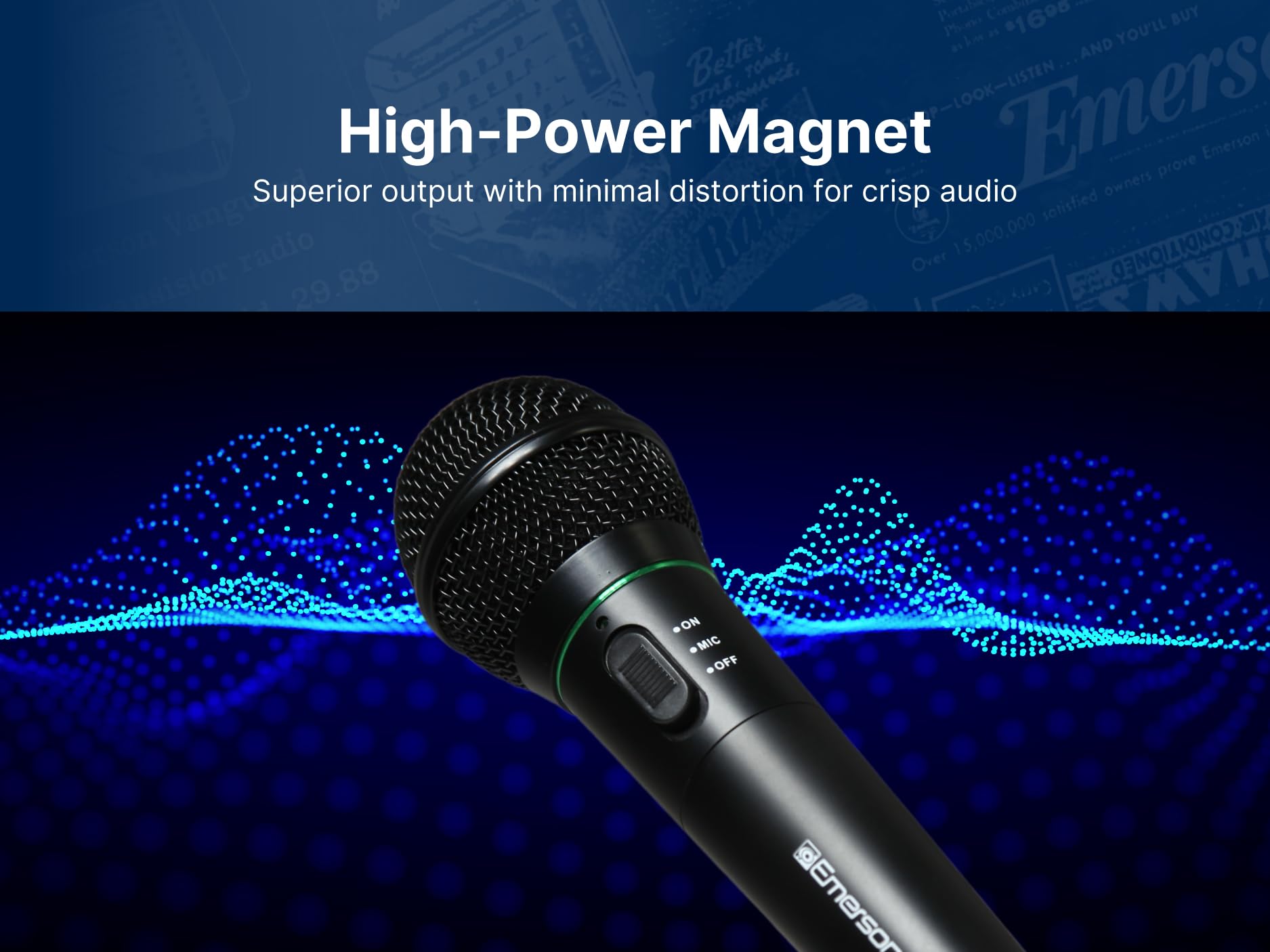 Buy now Emerson EAM-9001 Wireless Microphone System with Handheld Mic, UHF Frequency Stability, Noise-Reduction Technology, and 30-Foot Range – Ideal for Performances, Events, and Karaoke at indiglob india