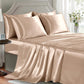 Satin Sheets King Size - 4 Pieces Luxury Silky Soft Bed Sheets, Wrinkle-Free Gold Satin Silk Sheet Set with 1 Deep Pocket Fitted Sheet, 1 Flat Sheet, 2 Pillow Cases