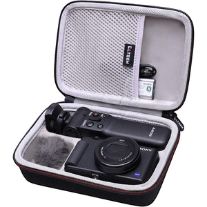L LTGEM Camera Case Compatible with Sony ZV-1F / ZV-1 / ZV-1 II Vlog Digital Camera, Tripod, Microphone and Vlogger Accessory Kit, Black+Gray