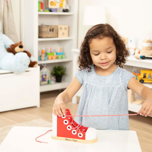 Buy now Melissa & Doug Deluxe Wood Lacing Sneaker - Learn to Tie a Shoe Educational Toy at indiglob india