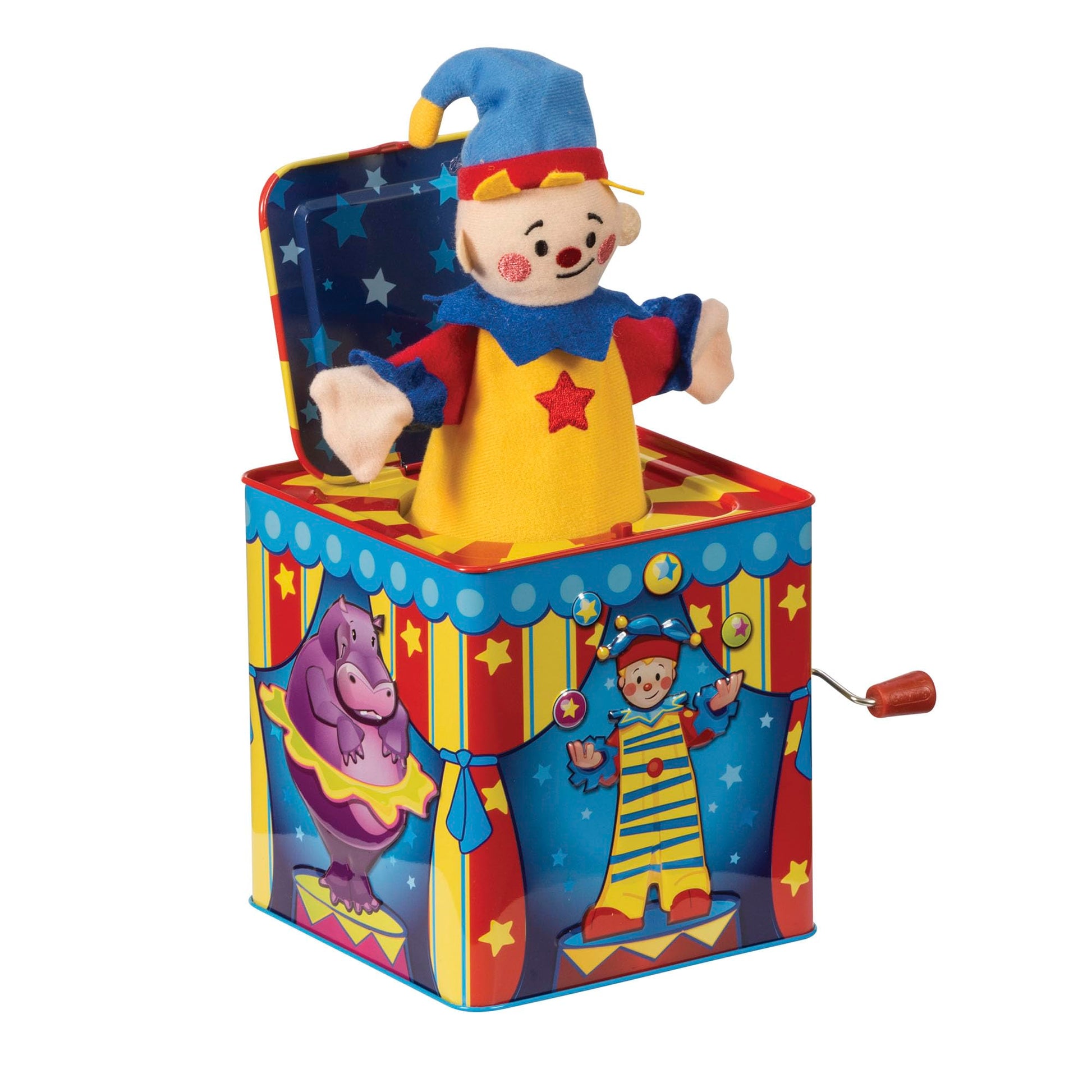 Buy now Schylling Silly Circus Jack in the Box - Classic Children's Musical Toy - Colorful Embossed Tin Box and Friendly Plush - Age 18 months and Up at indiglob india