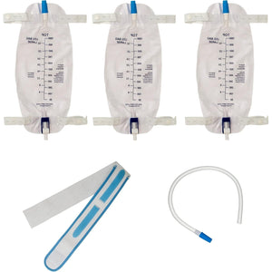 3 Pack ViDava Leg Bag Urinary Drainage Bag, 32 Oz with 3 18” Tubings, Anti-Reflux Valve, Cloth Straps, Easy flip Drain and 1 Delux Leg Strap