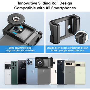 APEXEL Phone Macro Lens, 100X Microscope for Android/iPhone Micro Camera with LED Light CPL Handheld Pocket, Compatible with Smartphone Accessories Macro Focus Glass for Gift.