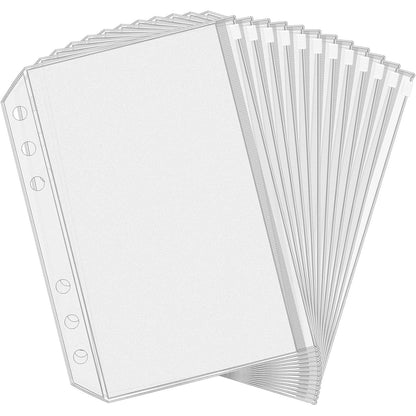 Antner 12PCS A5 Binder Pockets 6 Holes Budget Cash Envelopes for Budgeting, Clear Zipper Folders Planner Inserts Loose Leaf Bags Binder, Waterproof PVC Document Pouch Filing