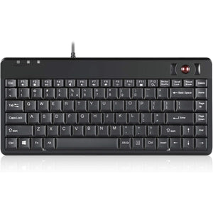 Perixx PERIBOARD-505H Wired Mini Keyboard with Built-in Trackball, 0.55 Inch Trackball and 2 USB Hubs, Black, US English Layout