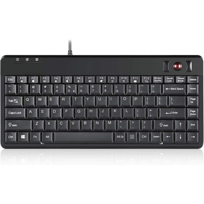 Perixx PERIBOARD-505H Wired Mini Keyboard with Built-in Trackball, 0.55 Inch Trackball and 2 USB Hubs, Black, US English Layout