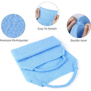 WOVTE 2 Pack Stretchable Back Scrubber for Shower Nylon Exfoliating Washcloth Towel Back Washer with Handles Two Sides Exfoliating Body Scrubber for Men Women Shower Deep Clean Skin Massages