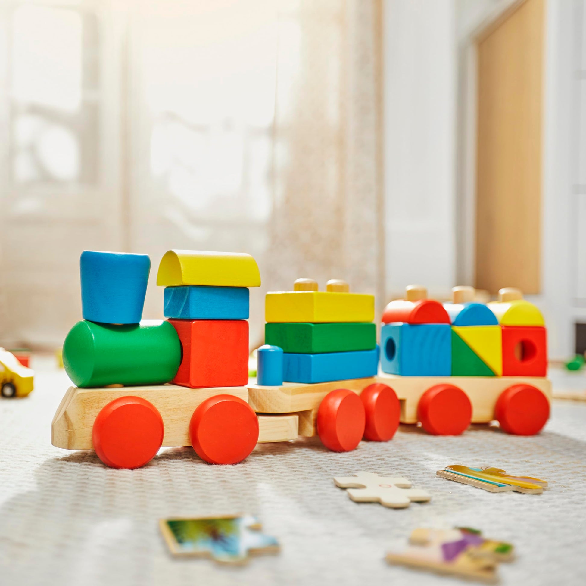Buy now Melissa & Doug Stacking Train - Classic Wooden Toddler Toy (18 pcs) at indiglob india