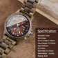 Emibele Wooden Watch for Men, Date Display Chronograph Quartz Wrist Watch, 3 Sub-dials Handmade Light Weight Luminous Watch - Walnut