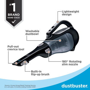 Buy now BLACK+DECKER dustbuster 20V Hand Vacuum Cordless Rechargeable, Car Vacuum Portable, Powerful Suction AdvancedClean Hand Vac with Extendible Crevice Tool, Flip-Up Brush and Charging Base (BDH2000L) at indiglob india