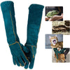 Animal Handling Gloves - 60CM Durable Bite & Scratch Resistant Gloves for Bathing, Grooming, Welding, Handling Dogs, Cats, Birds, Snakes, Parrots, Lizards, Reptiles - Green