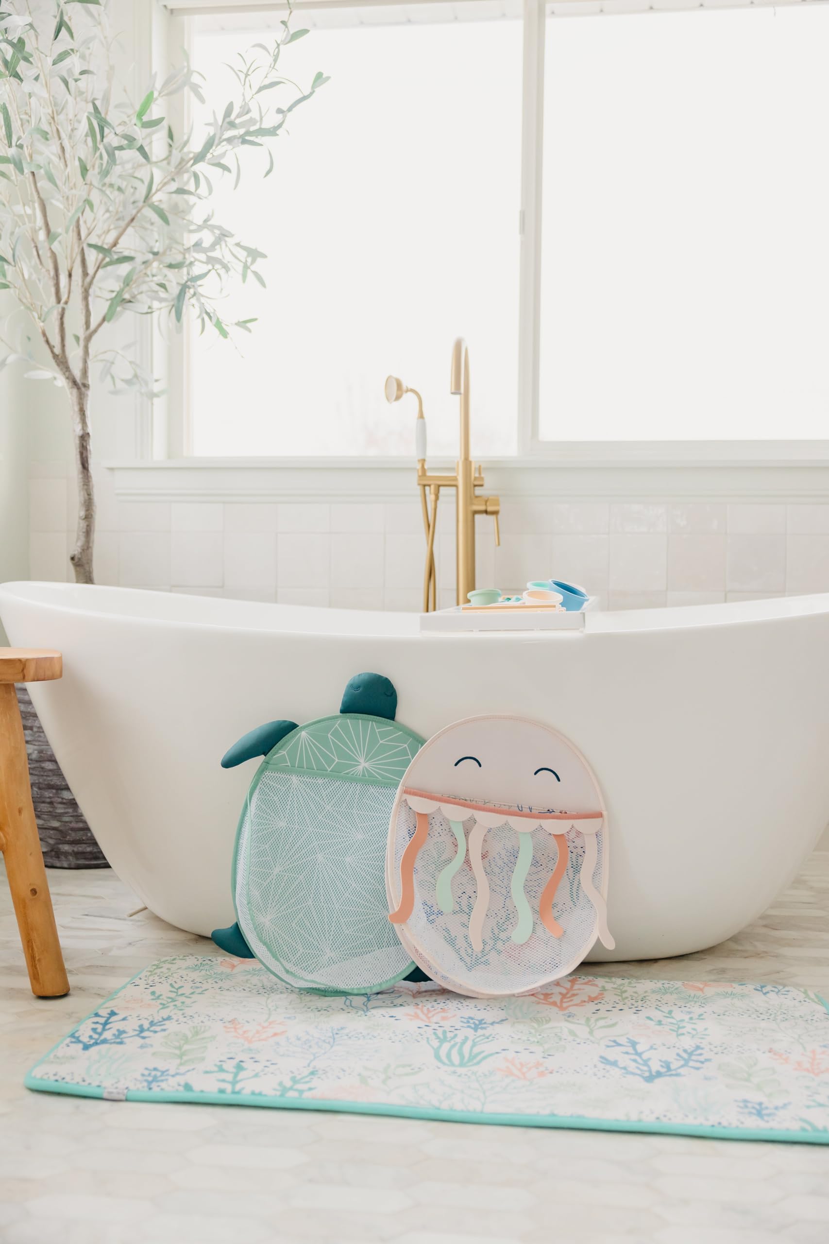 Buy now Copper Pearl Oceana Bath Toy Organizer with Suction Cups Extra-Large Mesh Bath Toy Holder for Bathtub, Quick-Dry Bath Toy Storage Net, Convenient Bath Toy Net for Tub - Cora at indiglob india