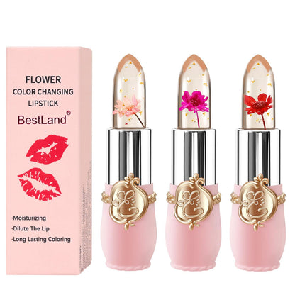 Buy now BestLand 6 Pcs/Set Flower Jelly Lipstick Set Temperature Change Moisturizer Long Lasting Nutritious Balm Magic Color Change Lip Gloss 1 Count (Pack of 3) 3Pcs Flower Jelly Lipstick A at indiglob india