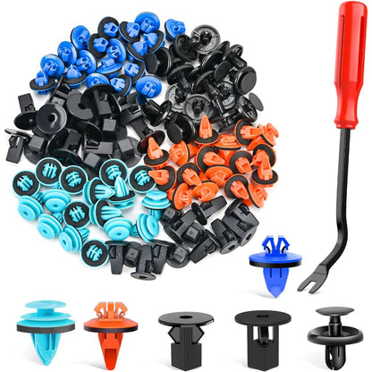 GOOACC Universal Plastic Fender Clips,200 Pcs Push Bumper Fastener Rivet Clips with 6 Size Auto Body Retainer Clips Bumpers,Car Fender Replacement for GM, Ford & Ch