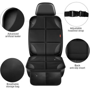 Car Seat Protector 1 Pack Car Seat Cushion Mat Thickest Padding,Waterproof 600D Fabric Car Seat Covers for Non-Slip Backing Mesh Pockets for Baby and Pet (Black, 1 Pack)