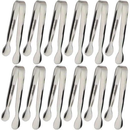 6PCS Ice Tongs Mini Sugar Tongs 4.25Inch Tong for Serving Food Small Serving Tong, Kitchen Tong for Appetizers,Tea Party, Coffee Bar, Desserts by Sunenlyst (Silver and Gold)