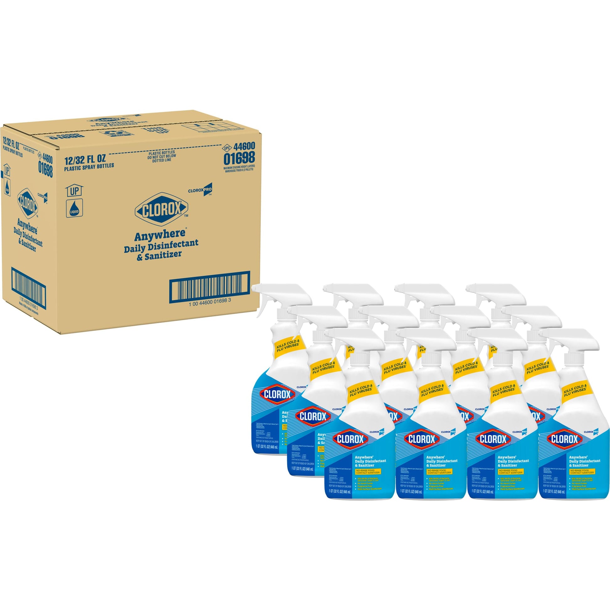 Buy now CloroxPro Anywhere Daily Disinfectant and Sanitizer, No-Rinse Food Contact Sanitizer, 32 Fluid Ounces, Pack of 12 at indiglob india