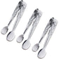 3PCS Mini Serving Tongs, 4Inch Rose Stainless Steel Sugar Cube Tongs, Sliver Small Ice Tong for Tea and Coffee Party, Appetizers, Desserts by Sunenlyst (Silver)
