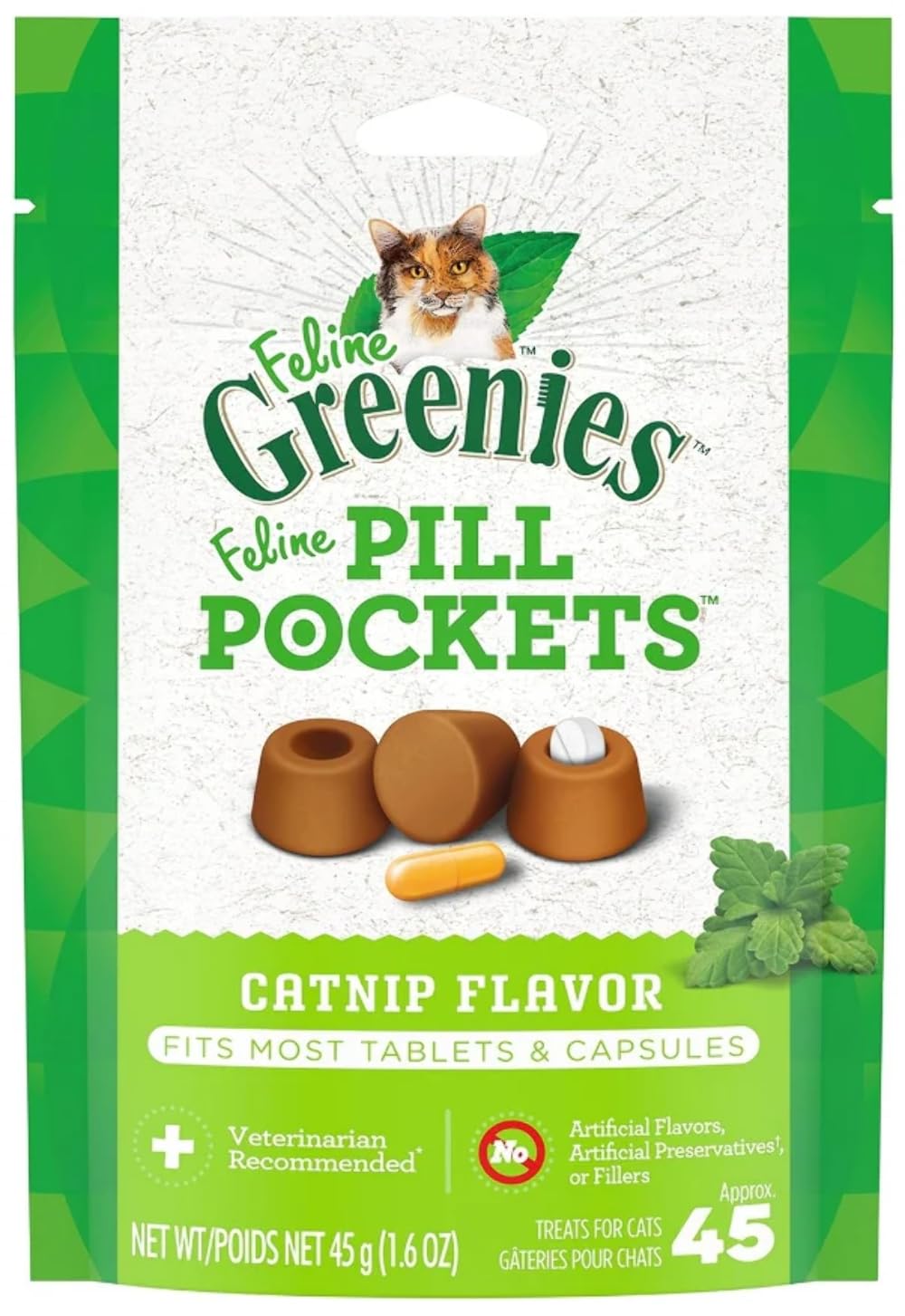 Buy now Greenies Feline Pill Pockets for Cats Soft Cat Treats, Chicken Flavor, 1.6 oz. Pouch, 45 Count at indiglob india