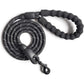 10 FT Strong Dog Leash Extra Heavy Duty Rock Climbing Rope Comfortable Padded Handle Highly Reflective Threads for Small Medium Large Dogs, 1/2 inch Diameter (Black Black)