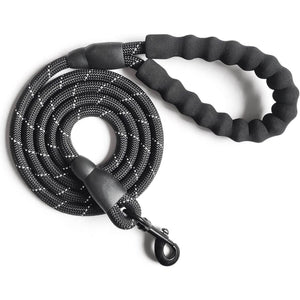 10 FT Strong Dog Leash Extra Heavy Duty Rock Climbing Rope Comfortable Padded Handle Highly Reflective Threads for Small Medium Large Dogs, 1/2 inch Diameter (Black Black) - My Store